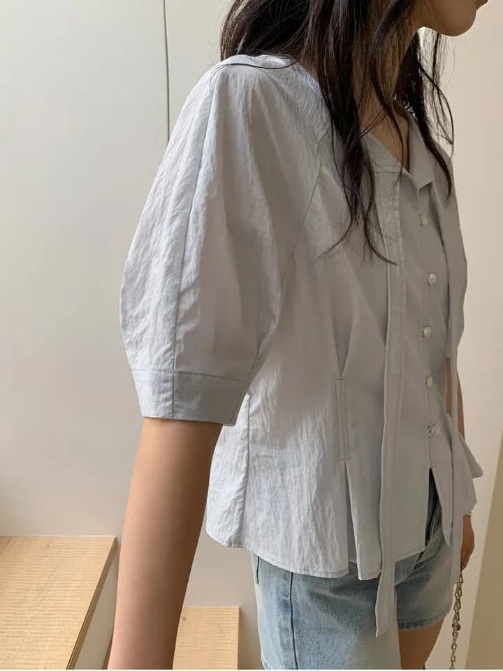 한국 스타일 디자인 센스 레이스업 싱글 줄 버튼 셔츠 상세 이미지 73