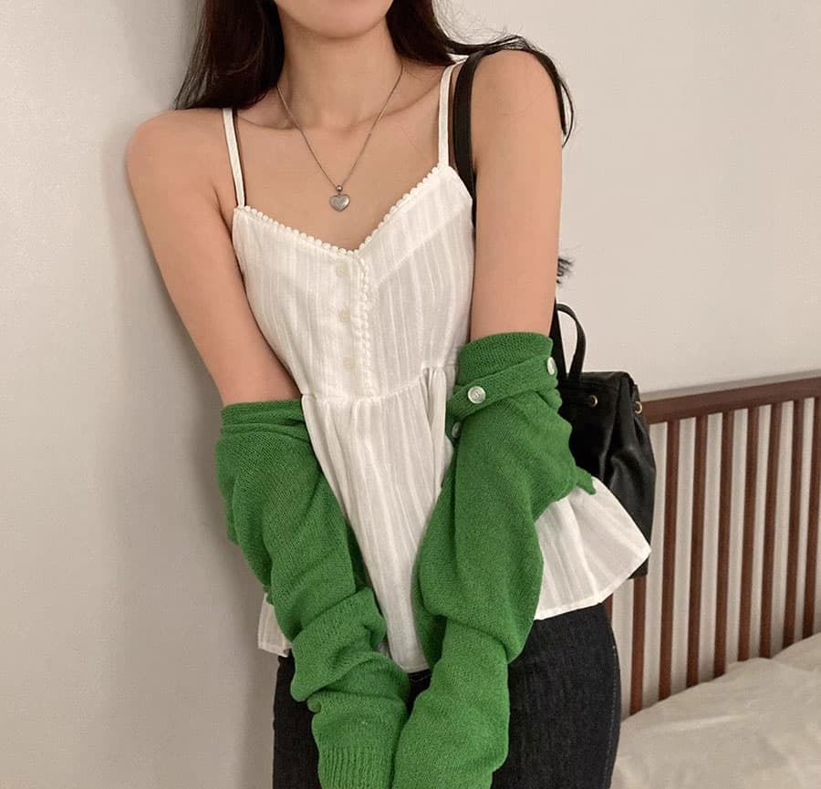 순수한 욕망 레이스 V넥 캐미솔 인사이드 가져 가라. 여름 새로운 루즈핏 슬림해 보이는 다용도 외출용 맨위 상세 이미지 17