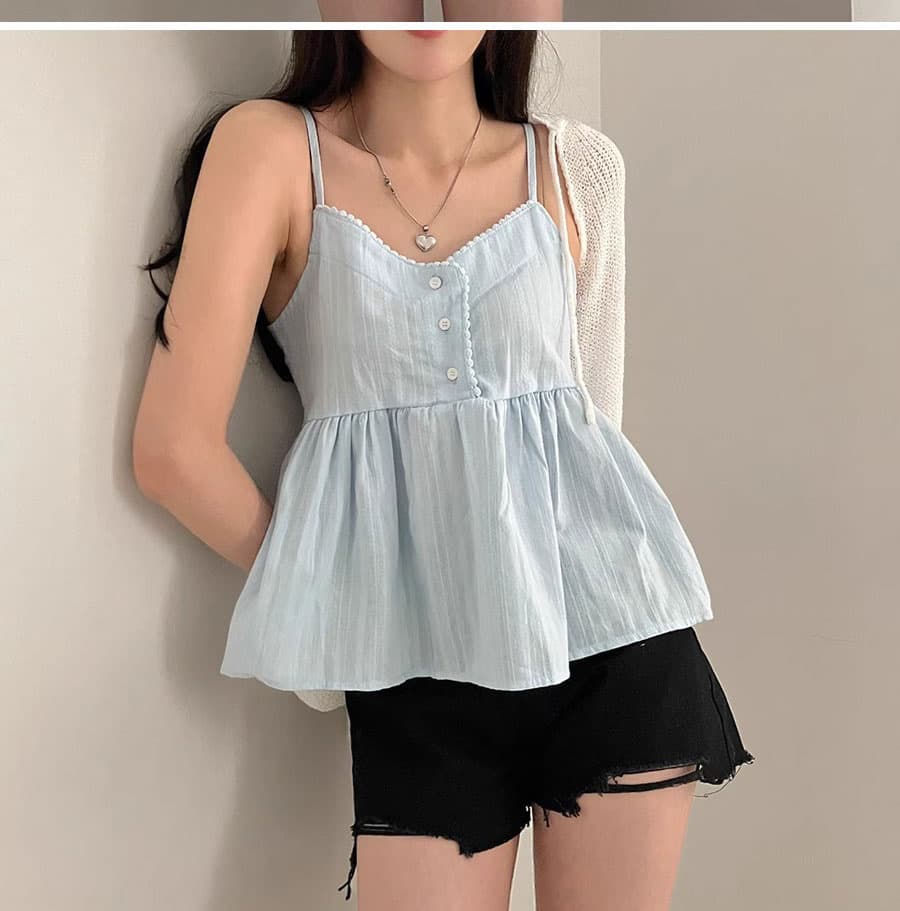 순수한 욕망 레이스 V넥 캐미솔 인사이드 가져 가라. 여름 새로운 루즈핏 슬림해 보이는 다용도 외출용 맨위 상세 이미지 29