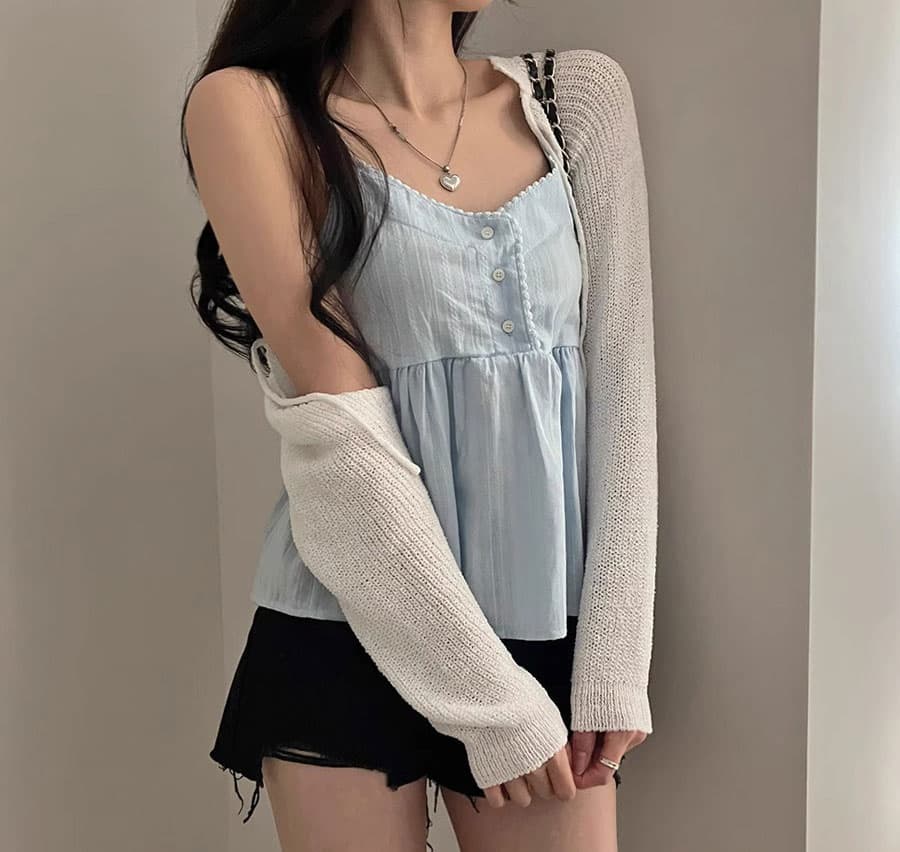 순수한 욕망 레이스 V넥 캐미솔 인사이드 가져 가라. 여름 새로운 루즈핏 슬림해 보이는 다용도 외출용 맨위 상세 이미지 31