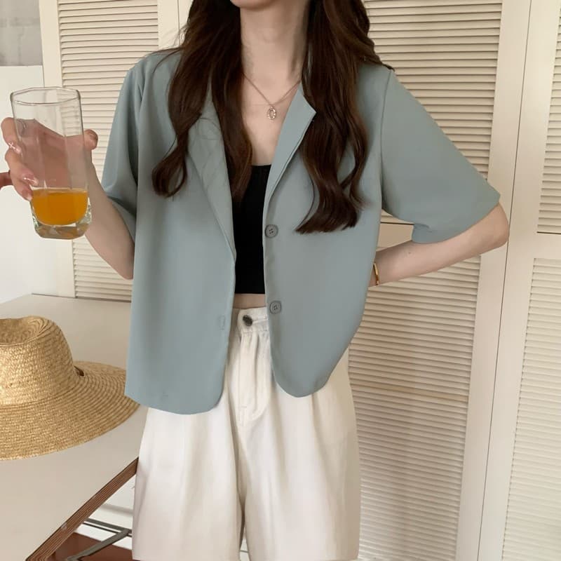 한국 스타일 chic 여름 새로운 작은 대중 디자인 센스 폴로 칼라 품격 패션 쇼트 스타일 작은 정장 이미지 5