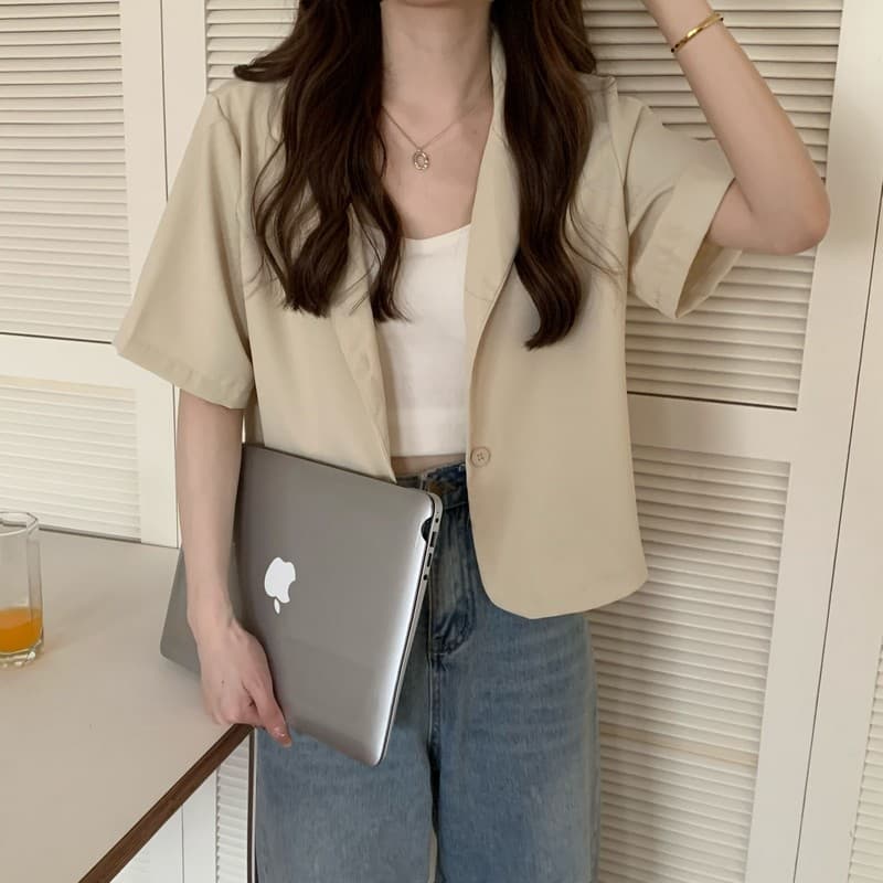 한국 스타일 chic 여름 새로운 작은 대중 디자인 센스 폴로 칼라 품격 패션 쇼트 스타일 작은 정장 상세 이미지 10