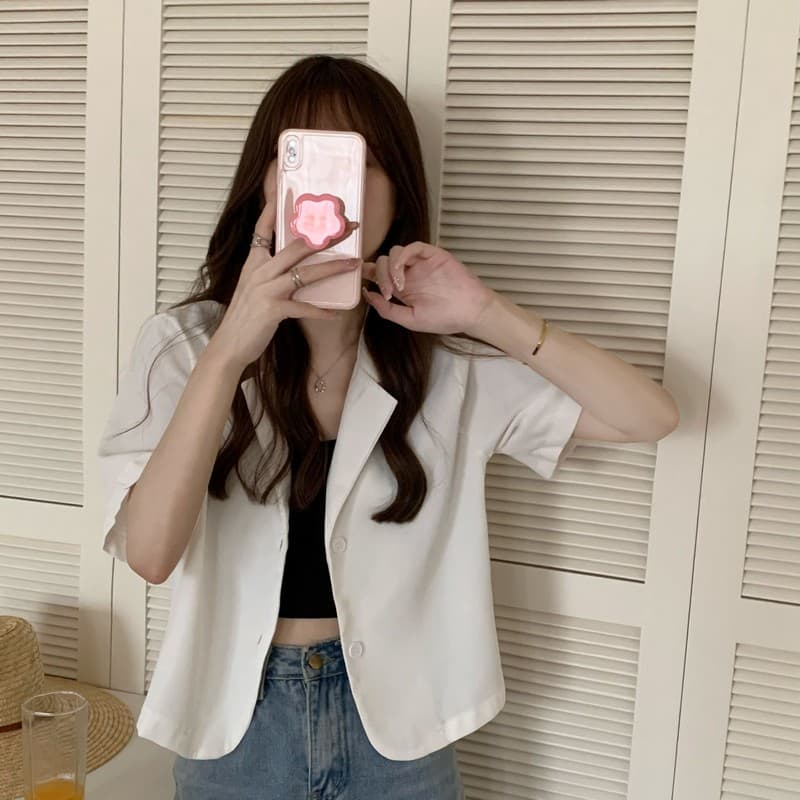 한국 스타일 chic 여름 새로운 작은 대중 디자인 센스 폴로 칼라 품격 패션 쇼트 스타일 작은 정장 상세 이미지 27