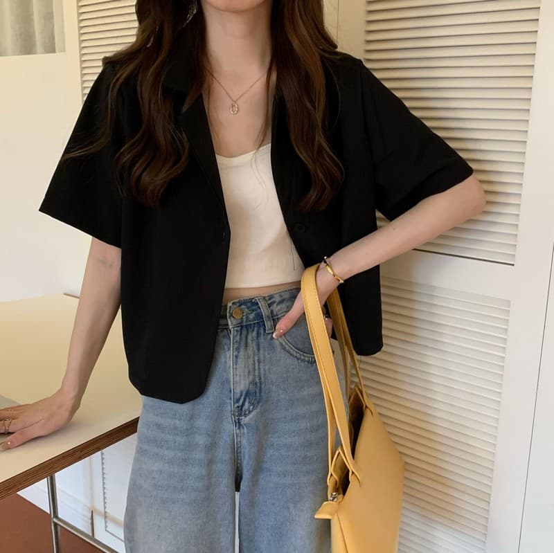 한국 스타일 chic 여름 새로운 작은 대중 디자인 센스 폴로 칼라 품격 패션 쇼트 스타일 작은 정장 상세 이미지 28