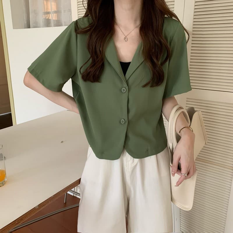 한국 스타일 chic 여름 새로운 작은 대중 디자인 센스 폴로 칼라 품격 패션 쇼트 스타일 작은 정장 상세 이미지 34