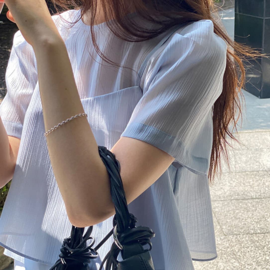 한국 chic 작은 대중 한국 스타일 시스루 작은 셔츠 캐미솔 고유 한 맨위 투피스 세트 이미지 2