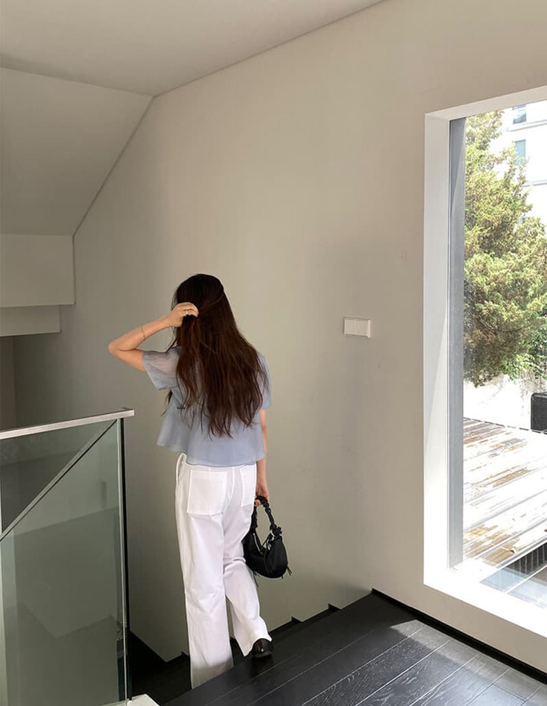 한국 chic 작은 대중 한국 스타일 시스루 작은 셔츠 캐미솔 고유 한 맨위 투피스 세트 상세 이미지 14