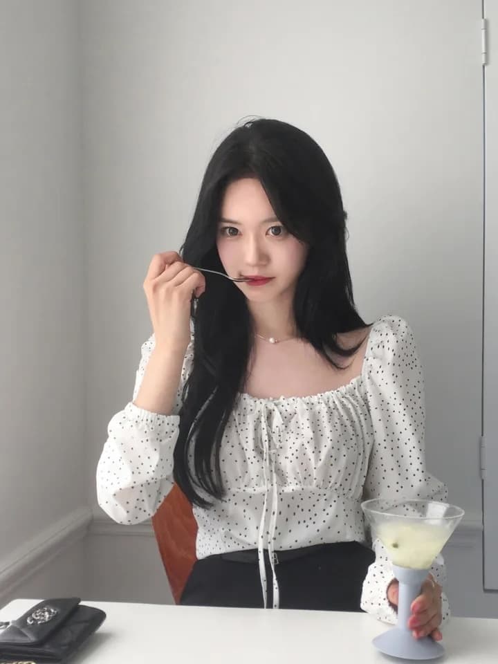 이른 가을 거품 소매 펌프 로프 레이스업 허리 수축 도트 긴팔 셔츠 상세 이미지 51