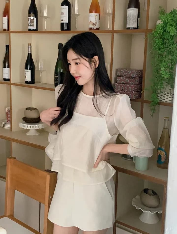 이른 가을 거품 소매 펌프 로프 레이스업 허리 수축 도트 긴팔 셔츠 상세 이미지 40