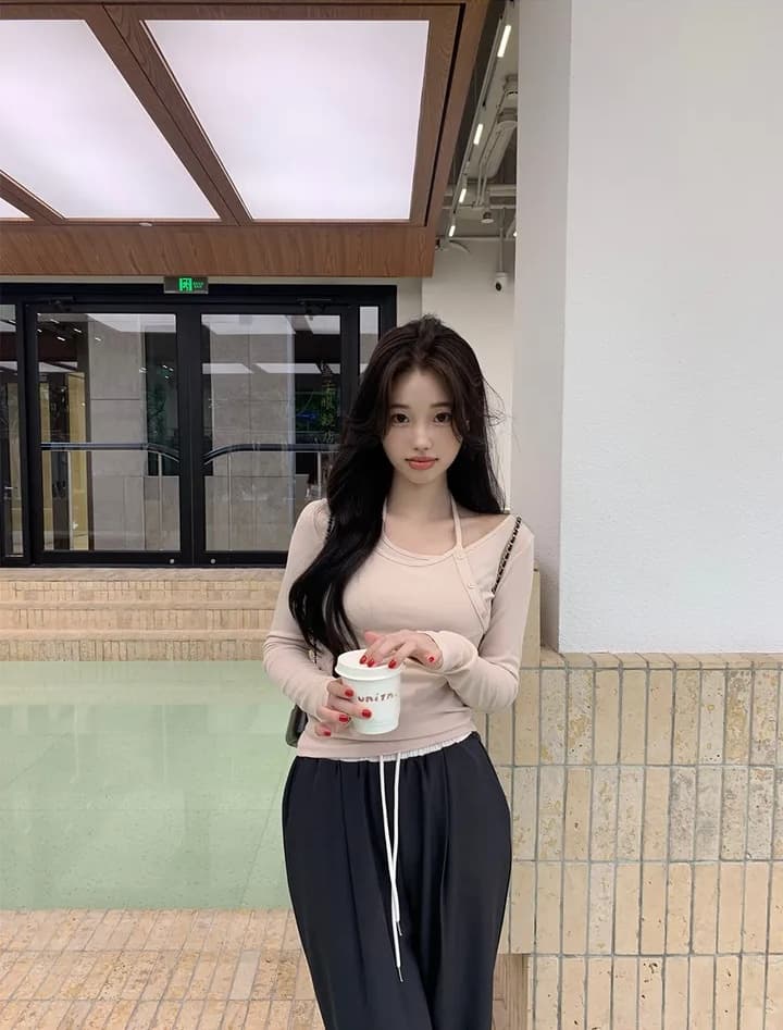 한국 스타일 디자인 센스 페이크 레이어드 슬립 긴팔 맨위 상세 이미지 31
