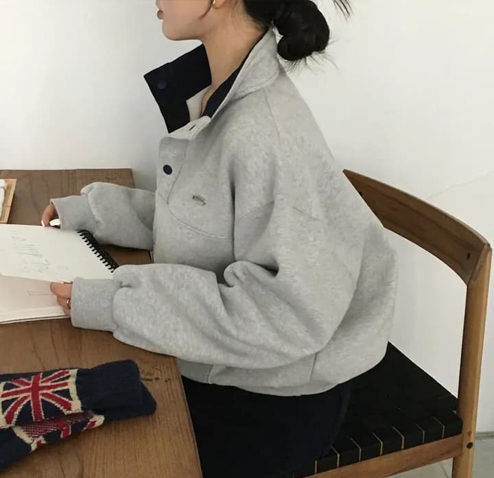 가을 겨울 털이 있는 털이 있는 반 개방 단추 스탠드 칼라 후드티 맨위 상세 이미지 16