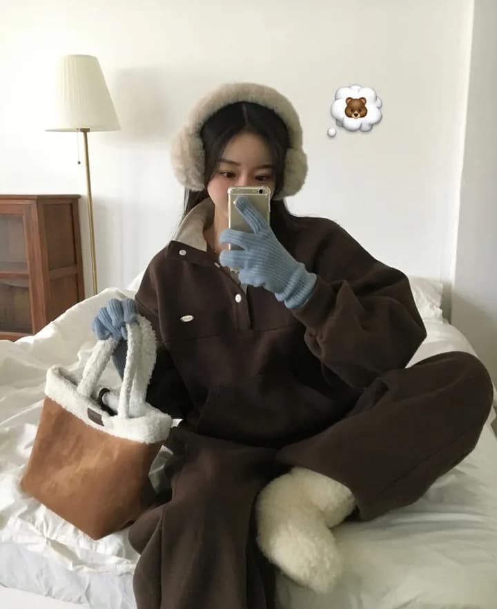 가을 겨울 털이 있는 털이 있는 반 개방 단추 스탠드 칼라 후드티 맨위 상세 이미지 23