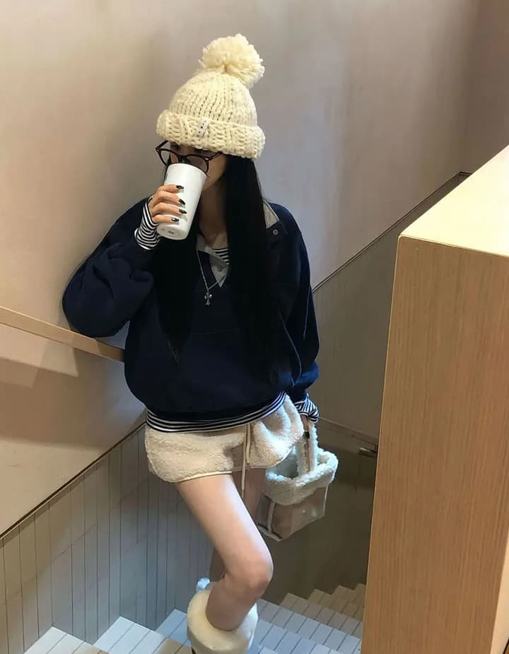 가을 겨울 털이 있는 털이 있는 반 개방 단추 스탠드 칼라 후드티 맨위 상세 이미지 40