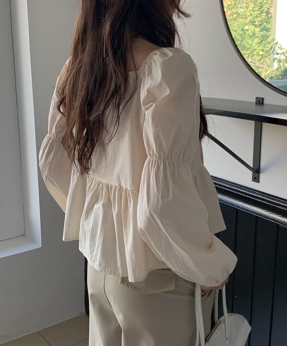 가을 의상 새로운 미니멀리즘 신선함 주름 밴딩 싱글 줄 버튼 셔츠 상세 이미지 1