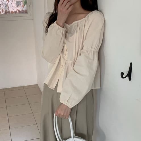 가을 의상 새로운 미니멀리즘 신선함 주름 밴딩 싱글 줄 버튼 셔츠 상세 이미지 11