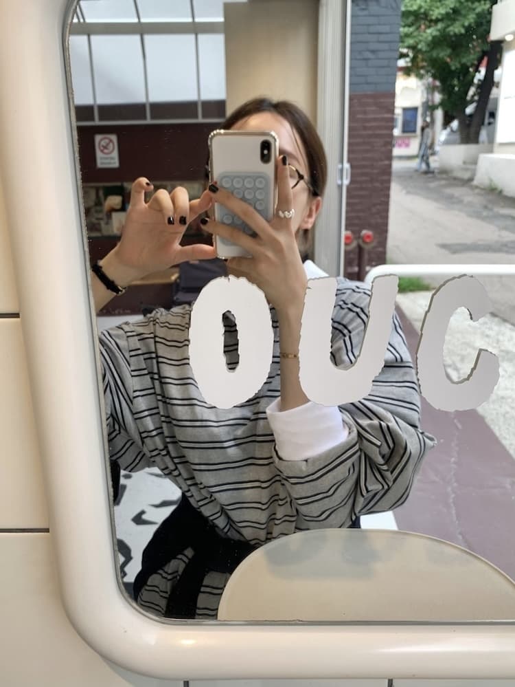 이른 가을 POLO 칼라 스트라이프 느긋한 루즈핏 긴팔 티셔츠 상세 이미지 6