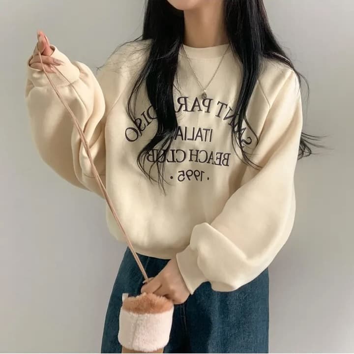 가을 겨울 새로운 자수 알파벳 털이 있고 두꺼운 후드티 이미지 2