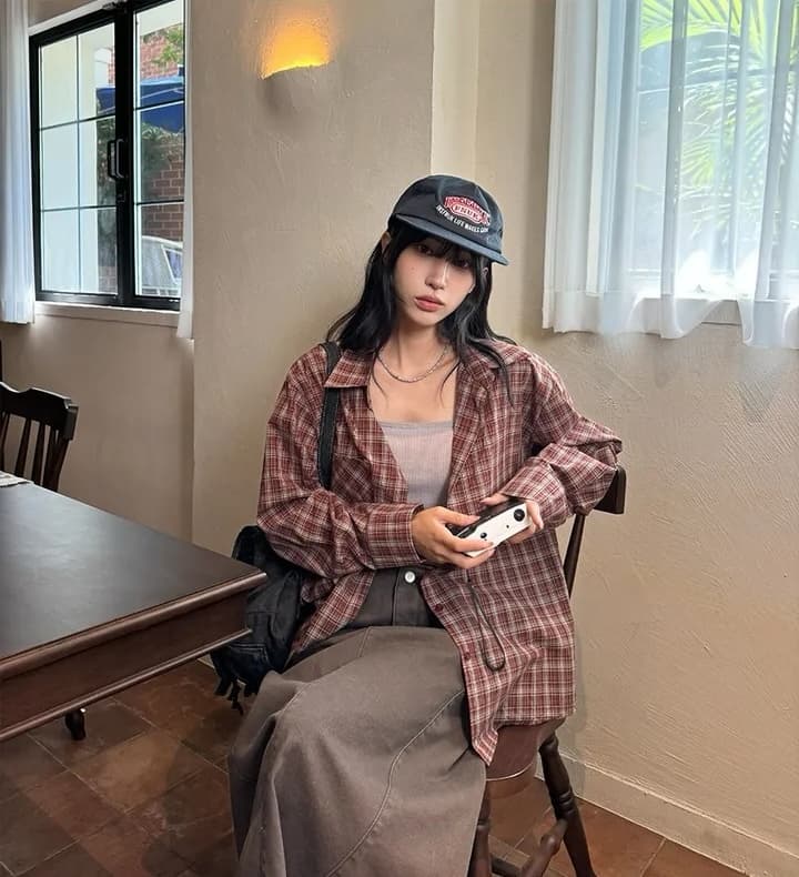레트로 미니멀리즘 루즈핏 긴팔 셔츠 맨위 상세 이미지 4
