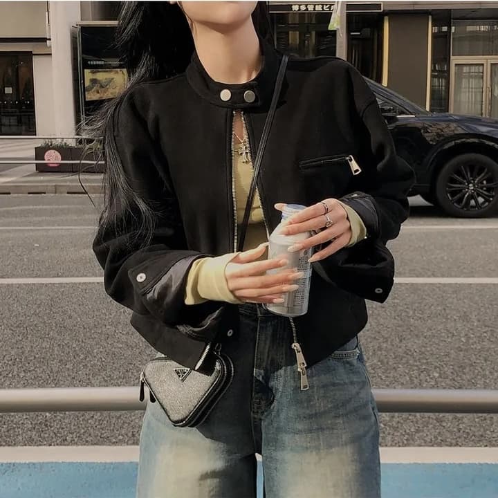 가을 의상 새로운 플러시 가죽 쇼트 스타일 오토바이 재킷 재킷 맨위 이미지 3