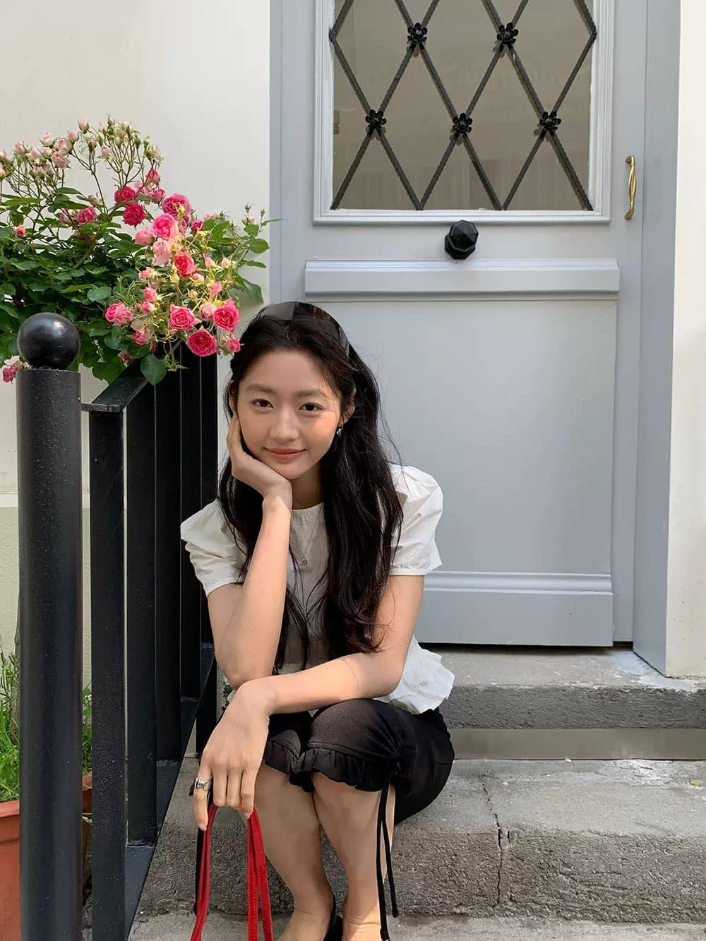 한 부서 품격 소녀 부서 이중층 꽃밭 측면 거품 소매 오픈 가디건 반팔 셔츠 상세 이미지 22