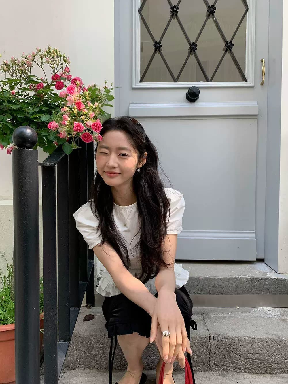 한 부서 품격 소녀 부서 이중층 꽃밭 측면 거품 소매 오픈 가디건 반팔 셔츠 상세 이미지 23