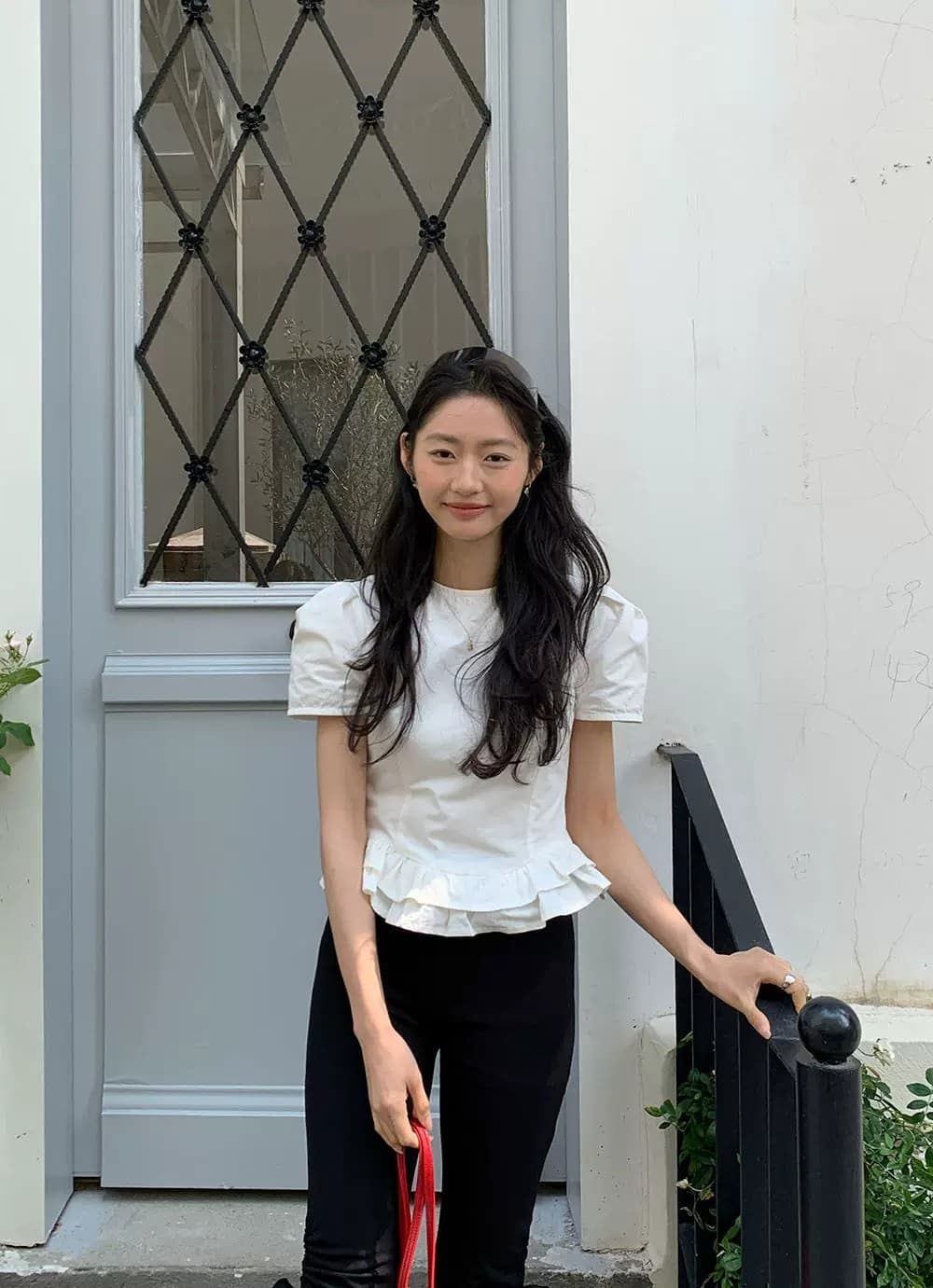 한 부서 품격 소녀 부서 이중층 꽃밭 측면 거품 소매 오픈 가디건 반팔 셔츠 상세 이미지 24