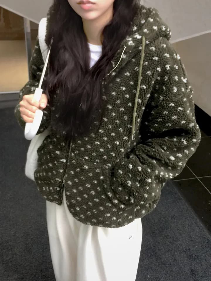 한국 스타일 chic 더블 지퍼 연령 감소 작은 대중 품격 디자인 센스 레트로 하트 자카드 플리스 면 의류 여성 코트 상세 이미지 17
