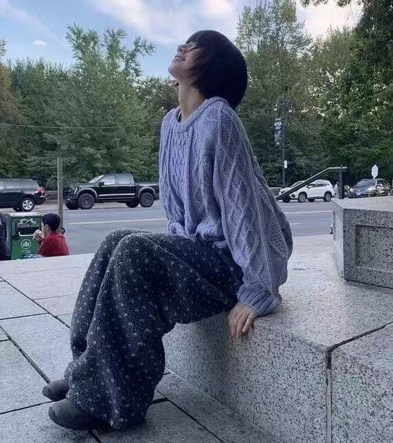한국 chic 복숭아 심장 펌프 로프 플리스 루즈핏 조거 캐주얼 긴 바지 상세 이미지 2