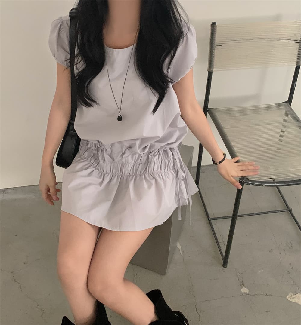 프랑스식 작은 대중 디자인 센스 캐주얼 슬림해 보이는 밴딩 펌프 로프 레이스업 쇼트 스타일 여성 드레스 상세 이미지 1
