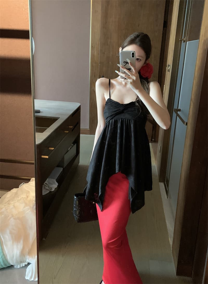 실사 정가 달콤한 핫걸 나비 비틀림 조끼 슬립 여성 여름 연령 감소 chic 몸매 가꾸기 슬림해 보이는 섹시함 맨위 상세 이미지 13