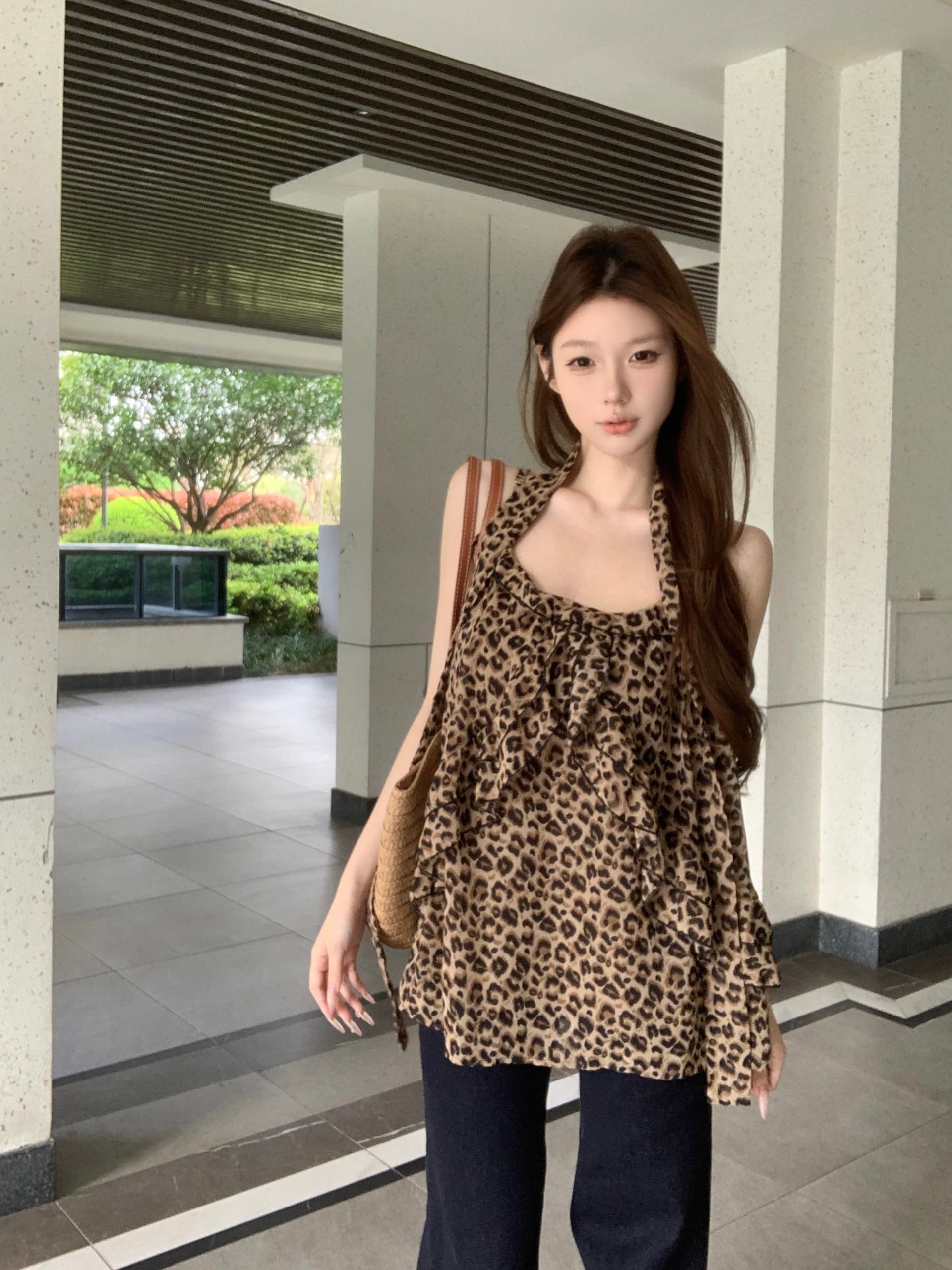 실사 아니요 가격 인하 레오파드 무늬 캐미솔 여름 디자인 센스 작은 대중 루즈핏 외출용 Chic 핫걸 슬림해 보이는 맨위 이미지 3