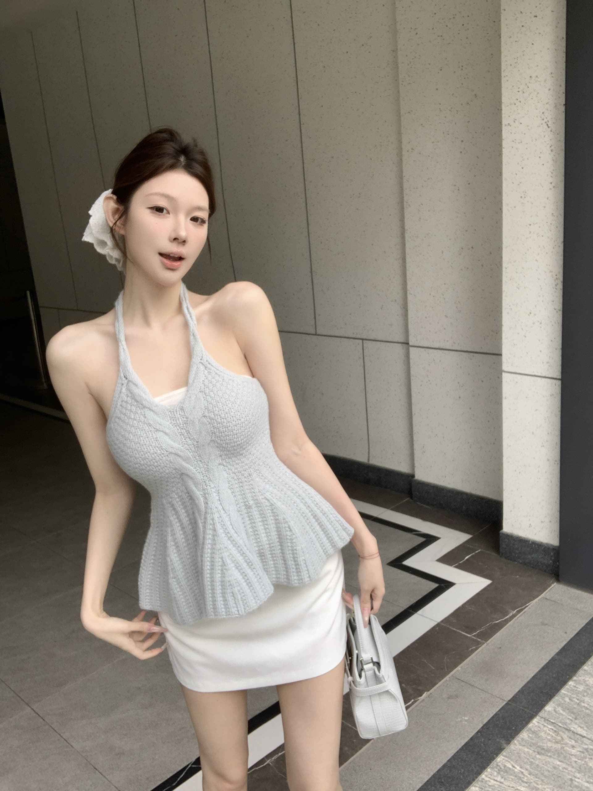 실사 아니요 가격 인하 핫걸 바람 섹시함 백리스 행침 목 캐미솔 여름 꽈배기 몸매 가꾸기 니트 맨위 상세 이미지 2