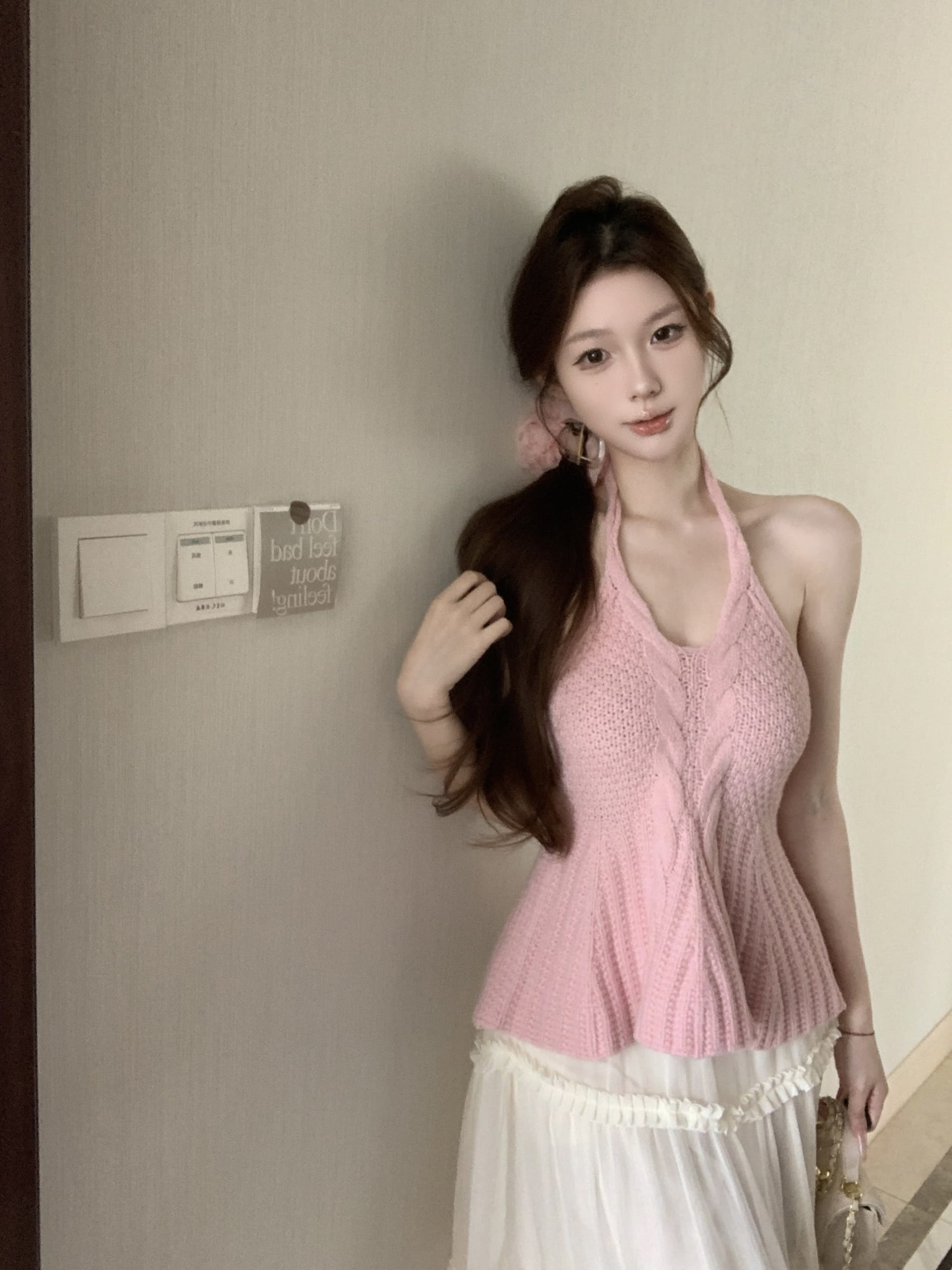 실사 아니요 가격 인하 핫걸 바람 섹시함 백리스 행침 목 캐미솔 여름 꽈배기 몸매 가꾸기 니트 맨위 상세 이미지 17