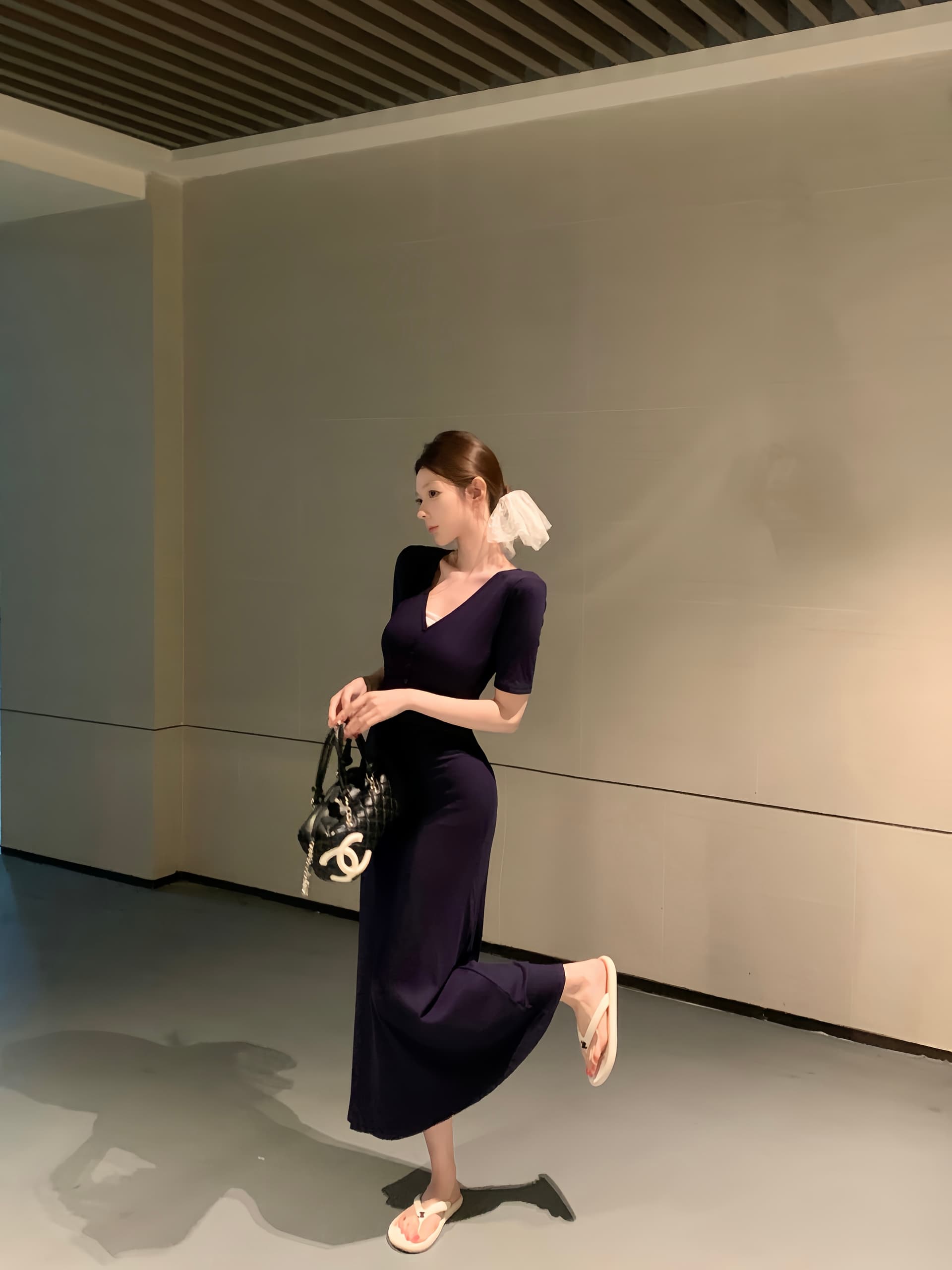 실사 아니요 가격 인하 V넥 반팔 여성 드레스 순수한 욕망 몸매 가꾸기 인어 꼬리 롱 스커트 디스플레이 몸 허리 수축 타이트 스커트 치마 상세 이미지 13