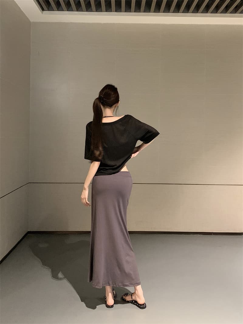 실사 아니요 가격 인하 여름 순수한 욕망 핫걸 새는 어깨 블라우스 행침 목 조끼 인어 꼬리 반신 스커트 슬림해 보이는 3종 세트 상세 이미지 16