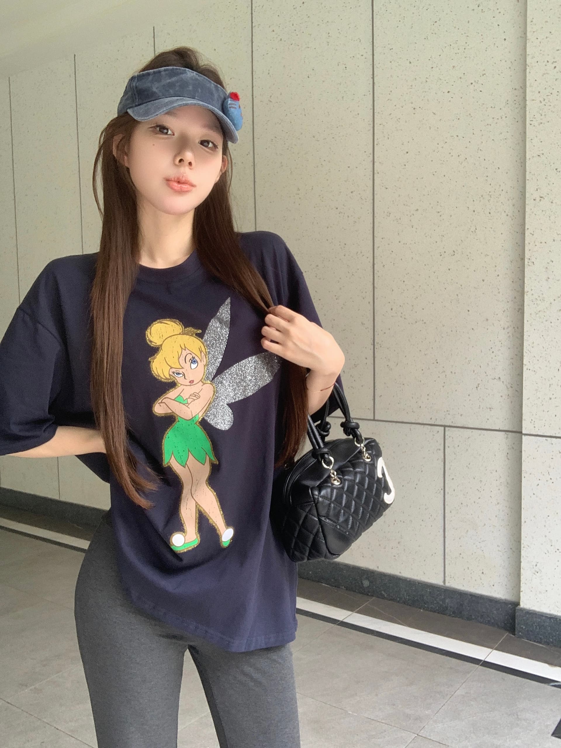 실사 아니요 가격 인하 무거운 레트로 엘프 프린트 티셔츠 여성 아메리칸 루즈핏 반팔 부츠컷 슬림해 보이는 긴 바지 이미지 3
