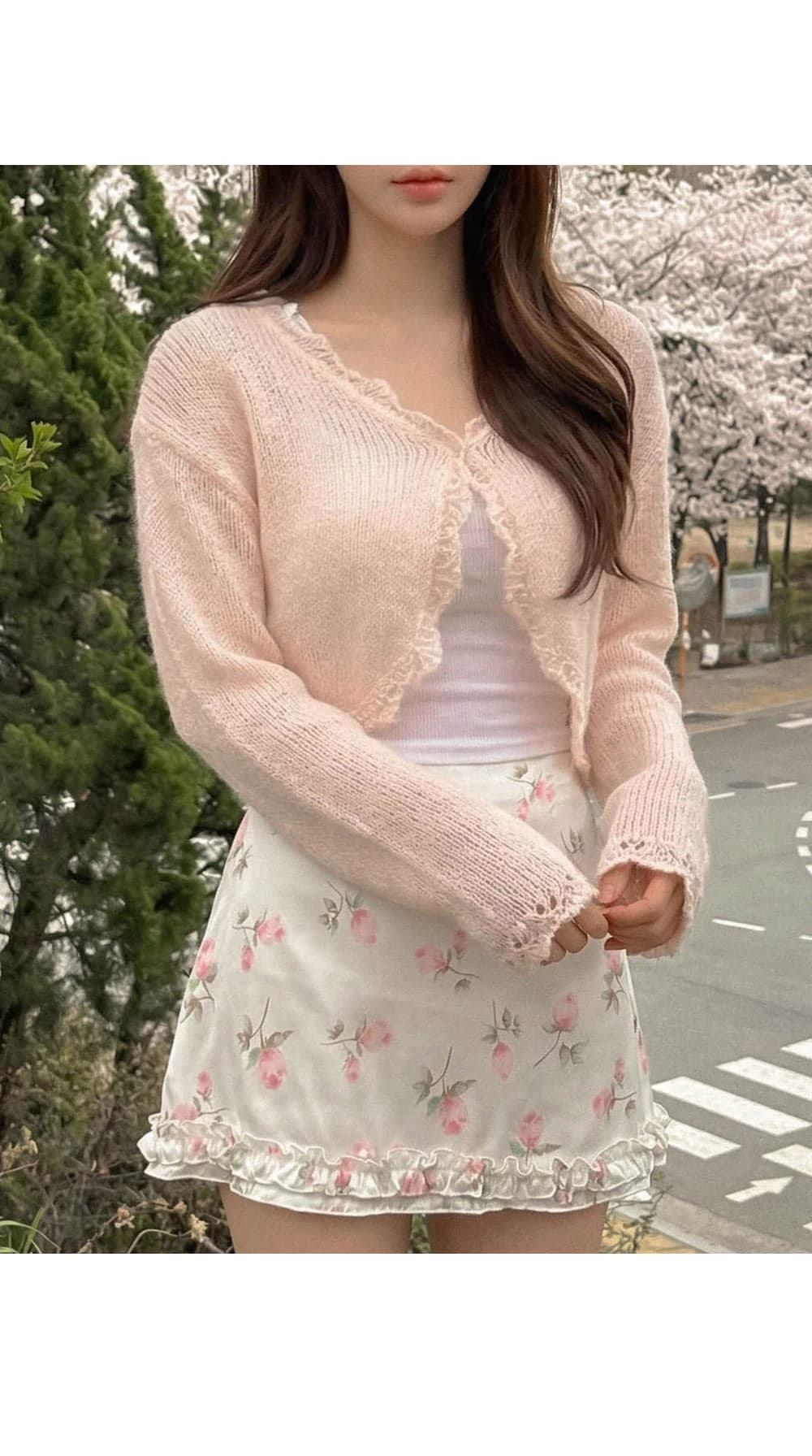 있음 선적 새로운 프릴 프린트 반신 미니 스커트 상세 이미지 12