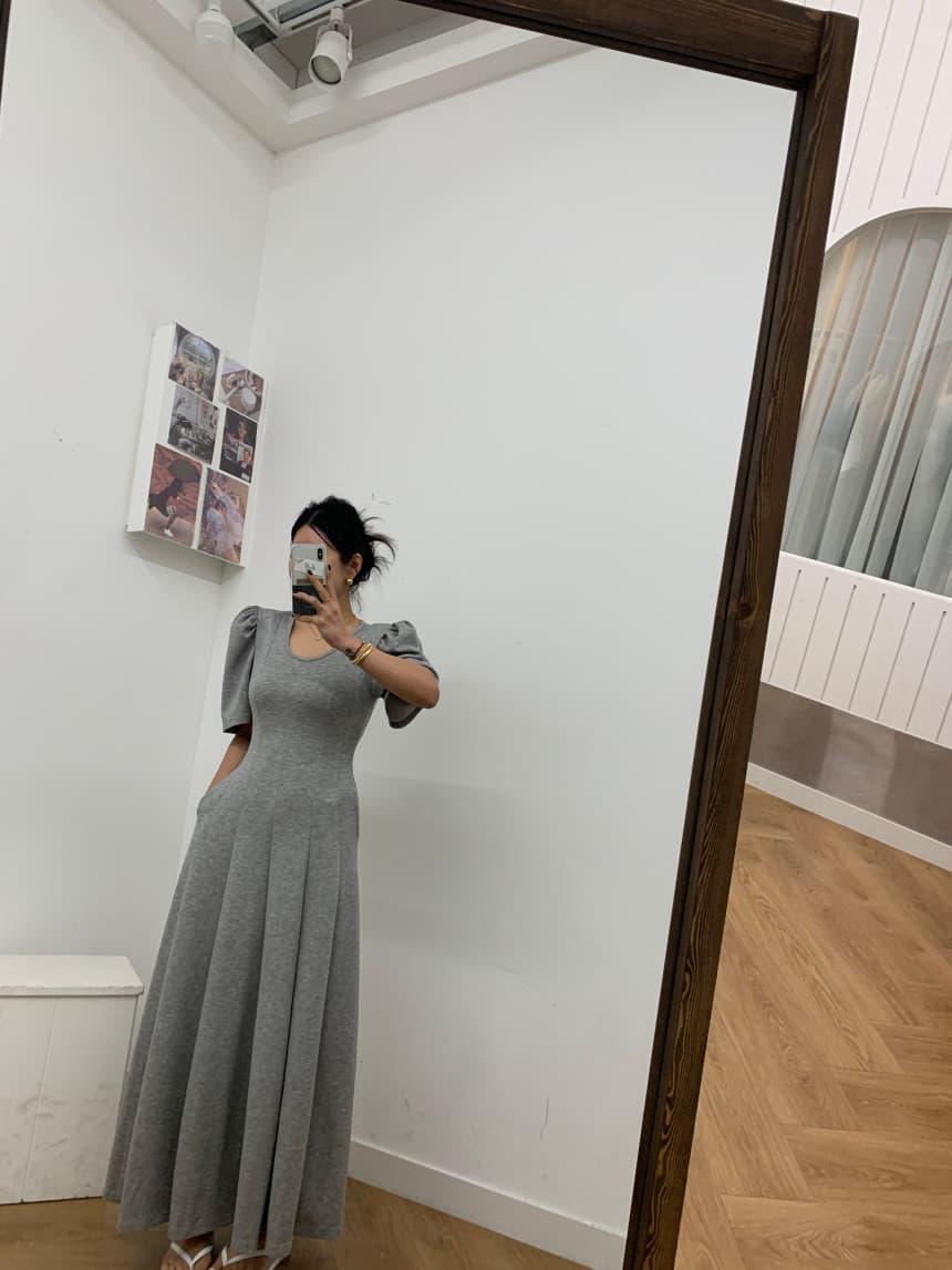 있음 선적 새로운 몸매 가꾸기 슬림해 보이는 롱 코트 품격 버블 반팔 드레스 상세 이미지 16