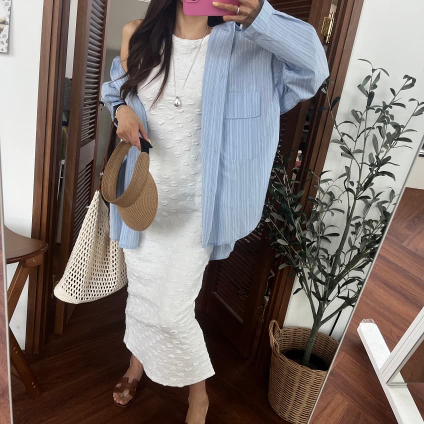 새로운 루즈핏 더블 주머니 디자인 스트라이프 여성 셔츠 상세 이미지 38