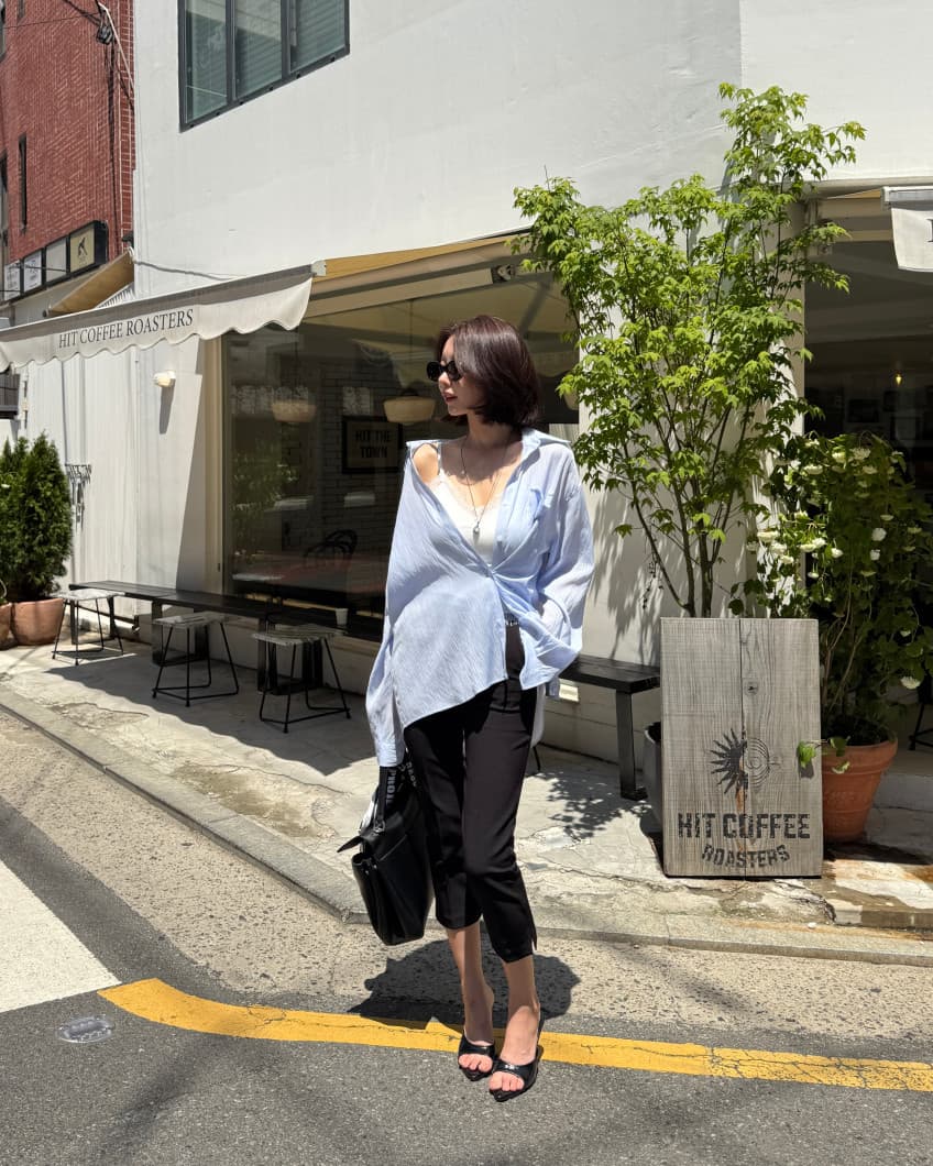 새로운 루즈핏 질감 센스 잘못된 게재 위치 단추 얇은 스타일 긴팔 자외선 차단 여성 셔츠 상세 이미지 15