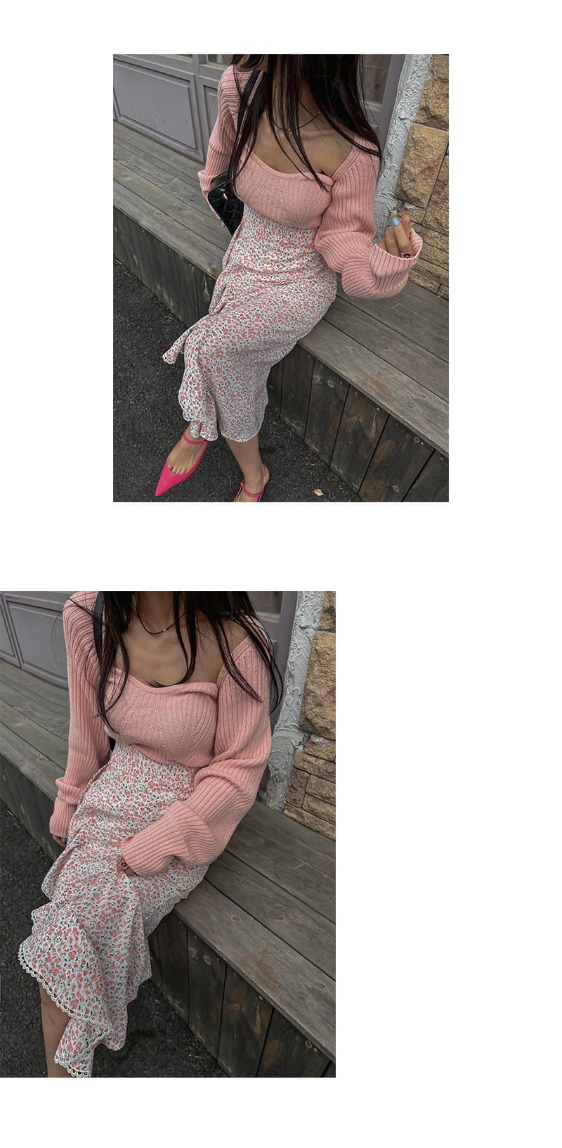 있음 선적 허리밴드 레이스 패치워크 불규칙 반신 스커트 상세 이미지 9