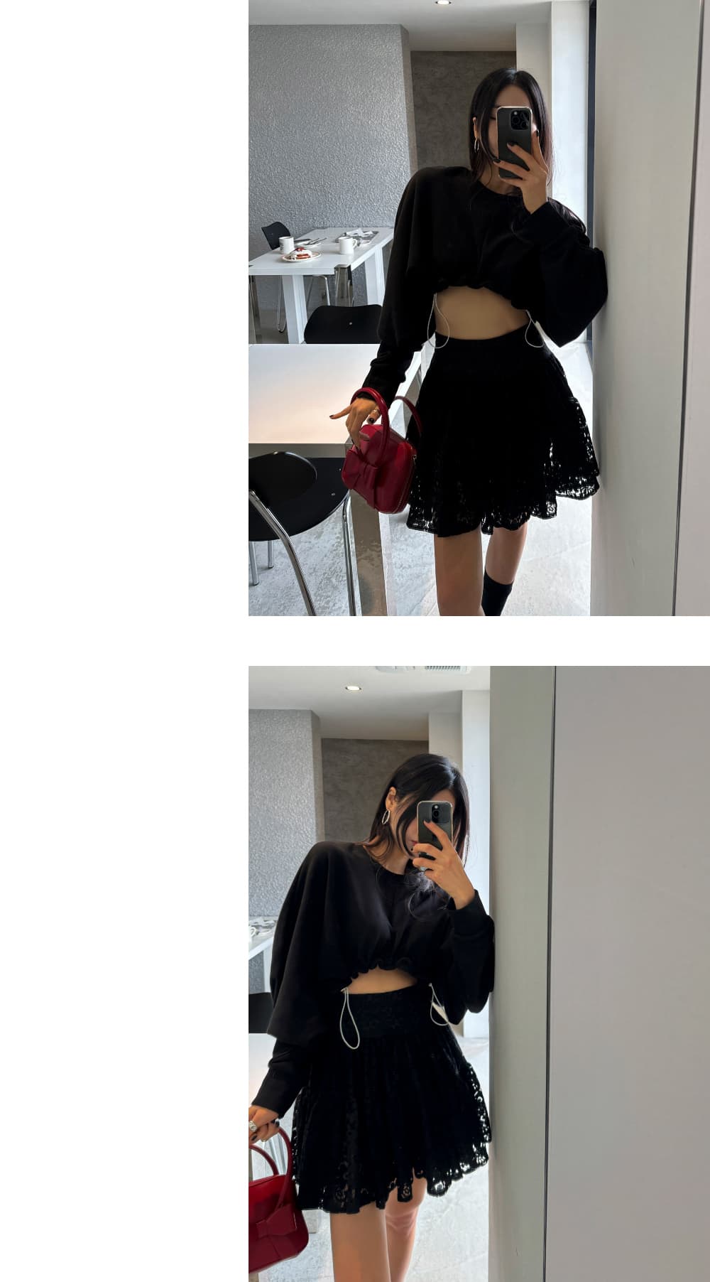 있음 선적 허리밴드 레이스 다용도 A라인 스커트 반신 스커트 상세 이미지 27