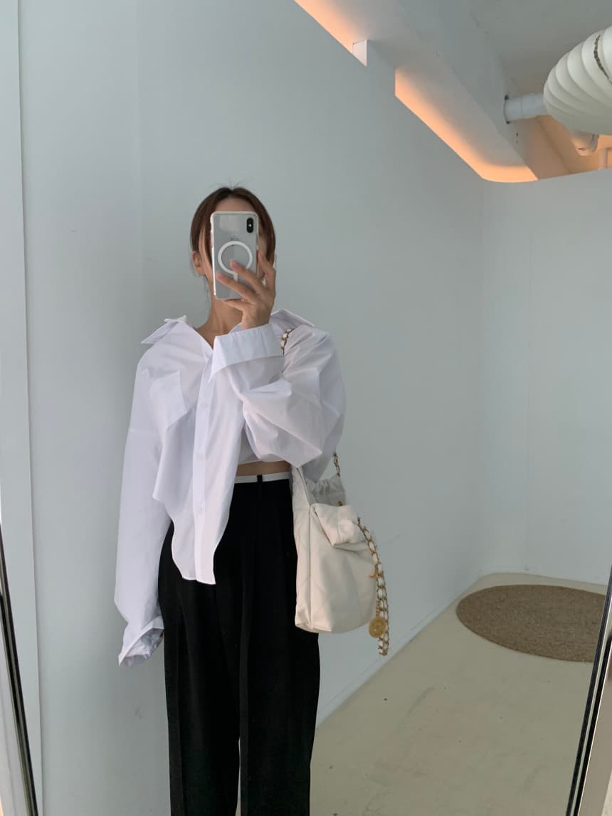 있음 선적 싱글 줄 버튼 불규칙 긴팔 여성 셔츠 상세 이미지 19