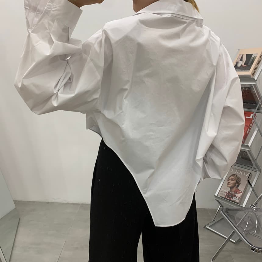 있음 선적 싱글 줄 버튼 불규칙 긴팔 여성 셔츠 상세 이미지 24