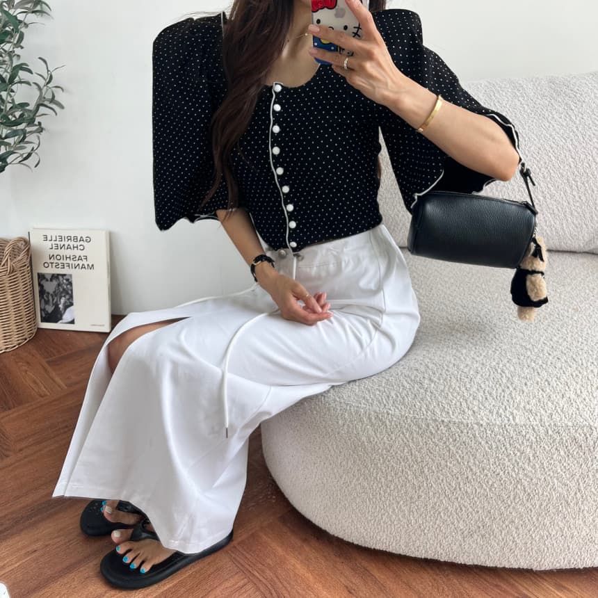 있음 선적 허리밴드 측면 빅 포켓 트임 반신 스커트 상세 이미지 22