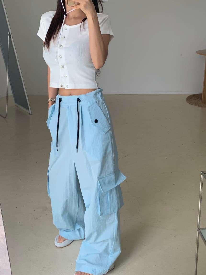 있음 선적 가을 의상 허리밴드 다용도 펌프 로프 캐주얼 스트레이트 팬츠 여성 상세 이미지 8