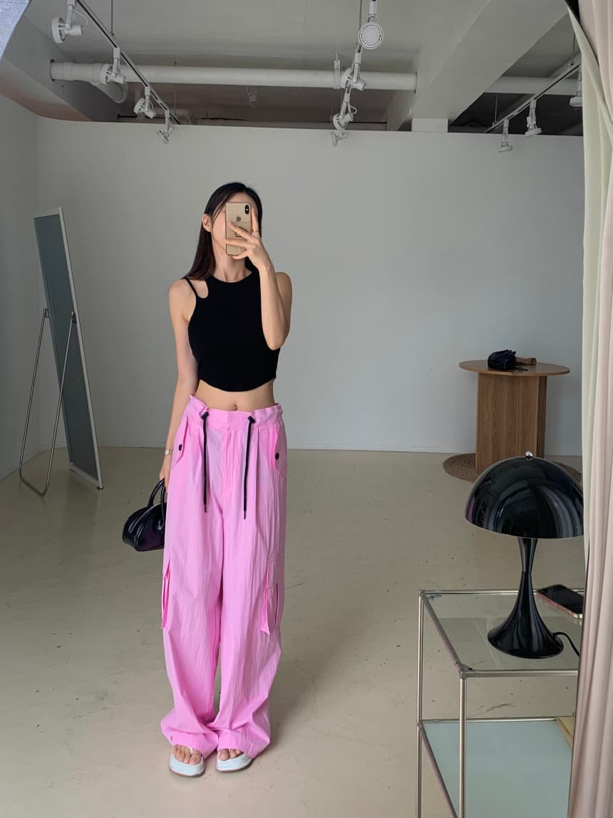 있음 선적 가을 의상 허리밴드 다용도 펌프 로프 캐주얼 스트레이트 팬츠 여성 상세 이미지 25