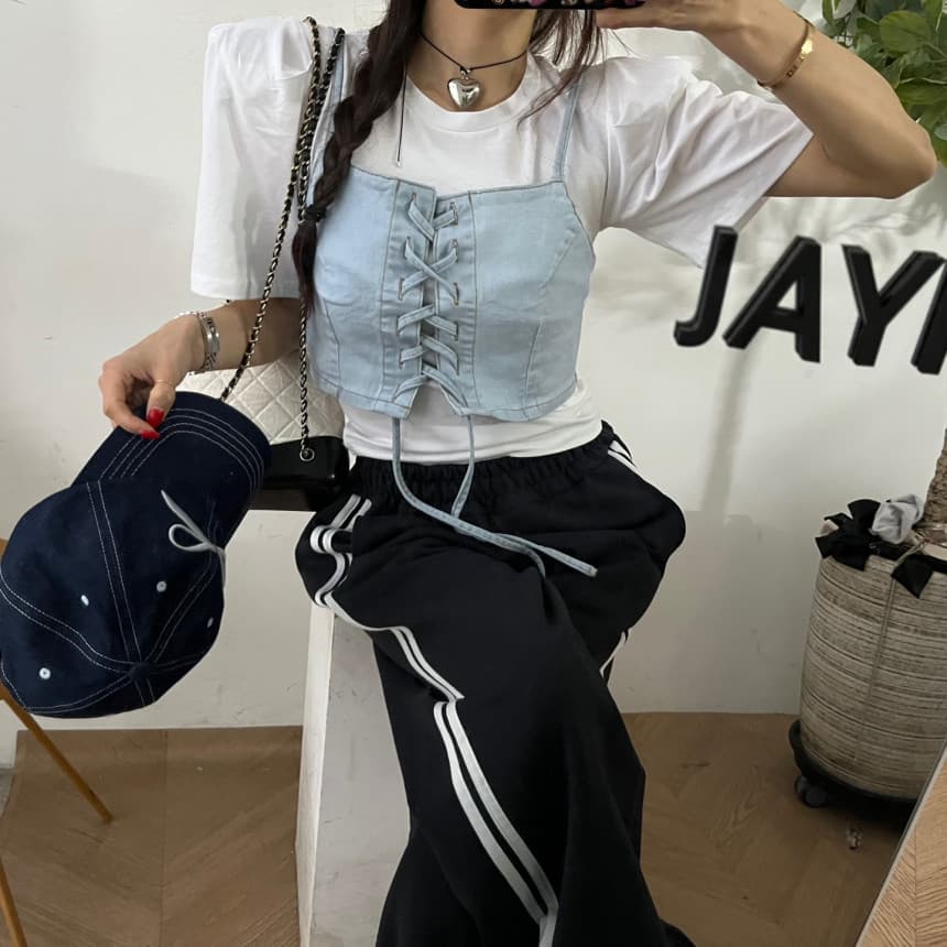 있음 선적 가을 의상 허리밴드 그런 다음 측면 리본 루즈핏 웨이 의류 상세 이미지 5