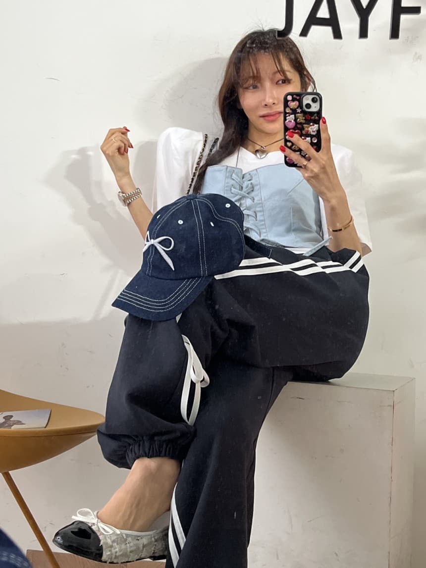 있음 선적 가을 의상 허리밴드 그런 다음 측면 리본 루즈핏 웨이 의류 상세 이미지 9