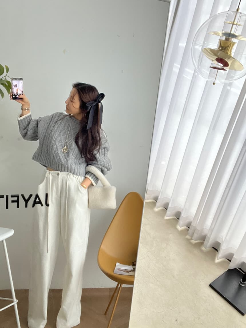 있음 선적 가을 의상 허리밴드 펌프 로프 구덩이 기사 캐주얼 긴 바지 여성 상세 이미지 15